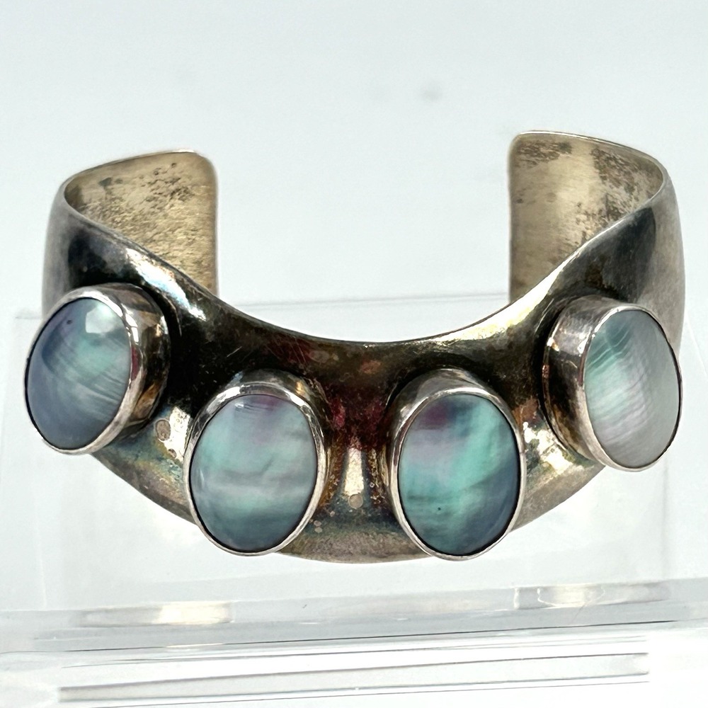 Jay King DTR 925 Sterling Silver Labradorite 4 Stone Cuff Bracelet 41.95g